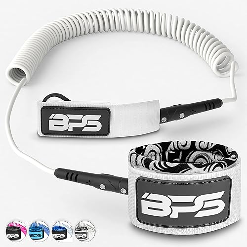 BPS 'Storm' Premium Surf SUP Leash 10 Foot Coiled Leash  Choose Color and Bundle