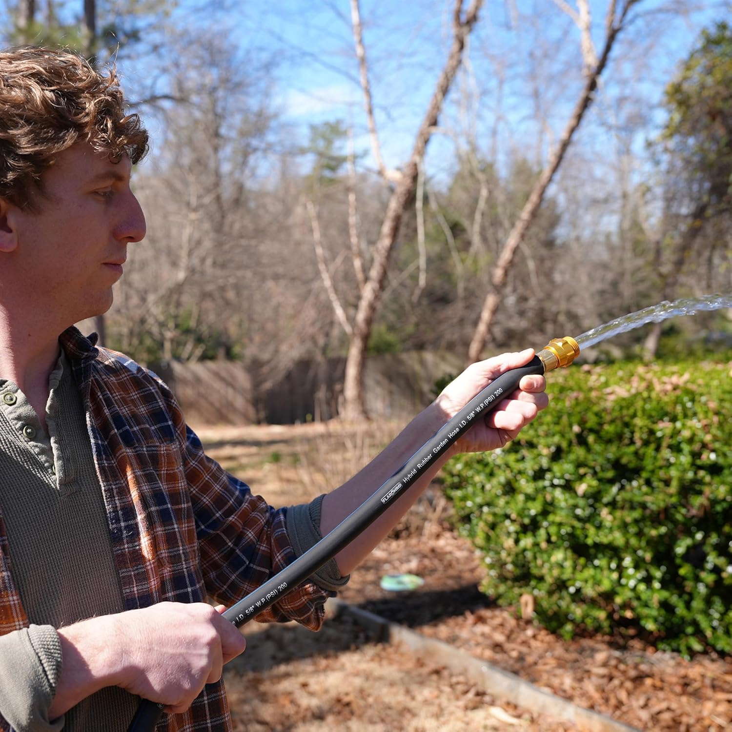 5/8 IN. × 25FT. Heavy Duty Hybrid Rubber Garden Hose, High Flow 5/8" I.D. No Memory Durable Lightweight Water Hose for Watering, Irrigation, Water Transfer Pump