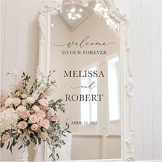 Welcome to Our Forever Mirror Decal, Personalized Welcome Wedding Mirror Sticker, Several Sizes & Colors, Decal ONLY