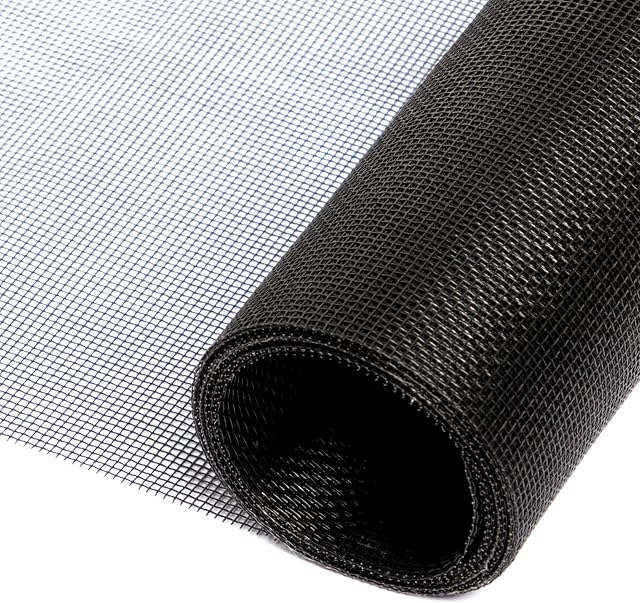 Fowong Window Screen Mesh,120 X 250 cm Durable Fly Fiberglass Screen for Windows and Doors,Cat-Proof Window Net-Black