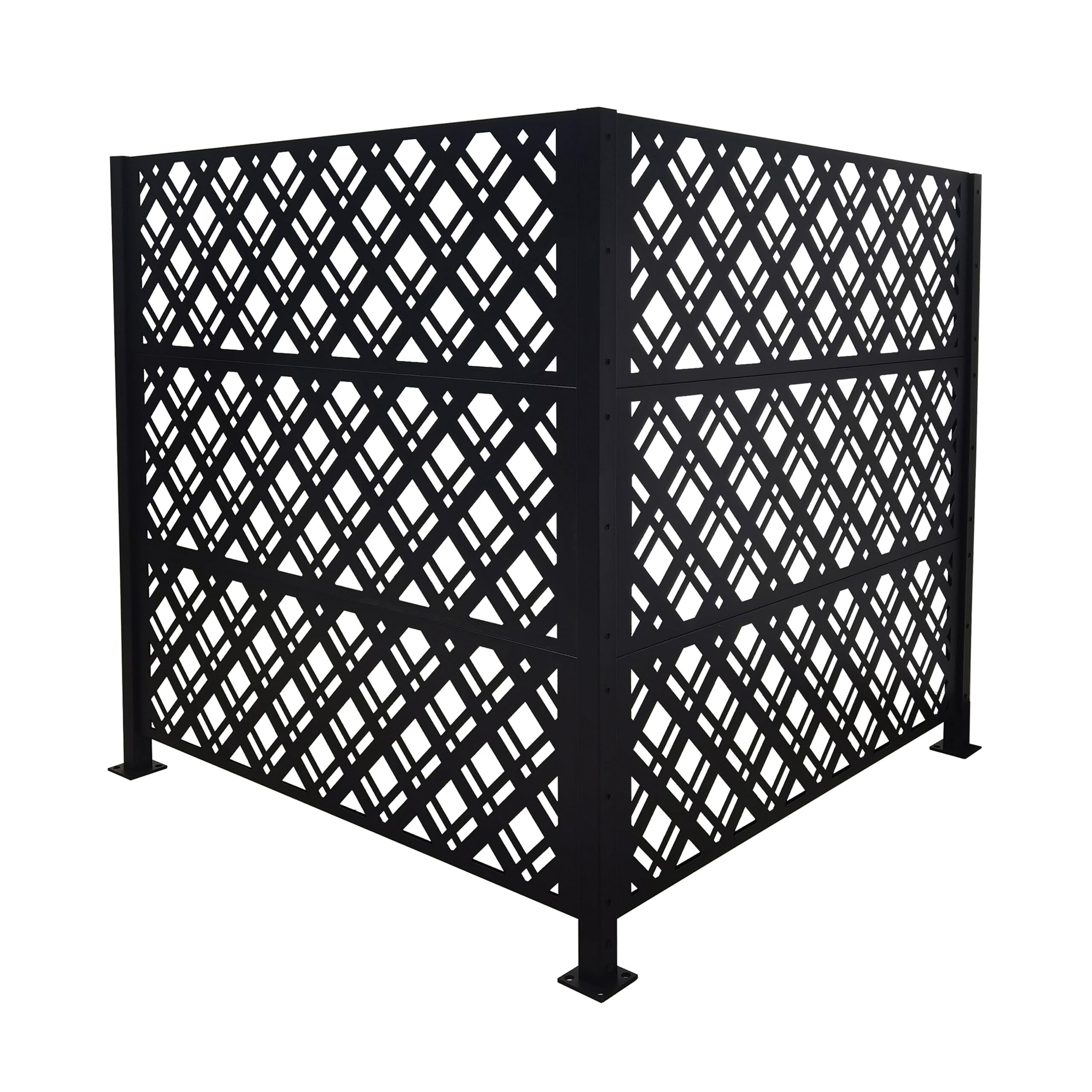 Relaxdays Habillage poubelles Diamond, Brise-Vue modulaire 140 x 240 cm Noir