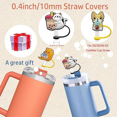 Miniatura 2 de Stanley - Tapas de paja para tazas Stanley de 40 onzas, tapas de puntas de paja de 0.4 pulgadas, 7 piezas de fundas de animales, accesorios para