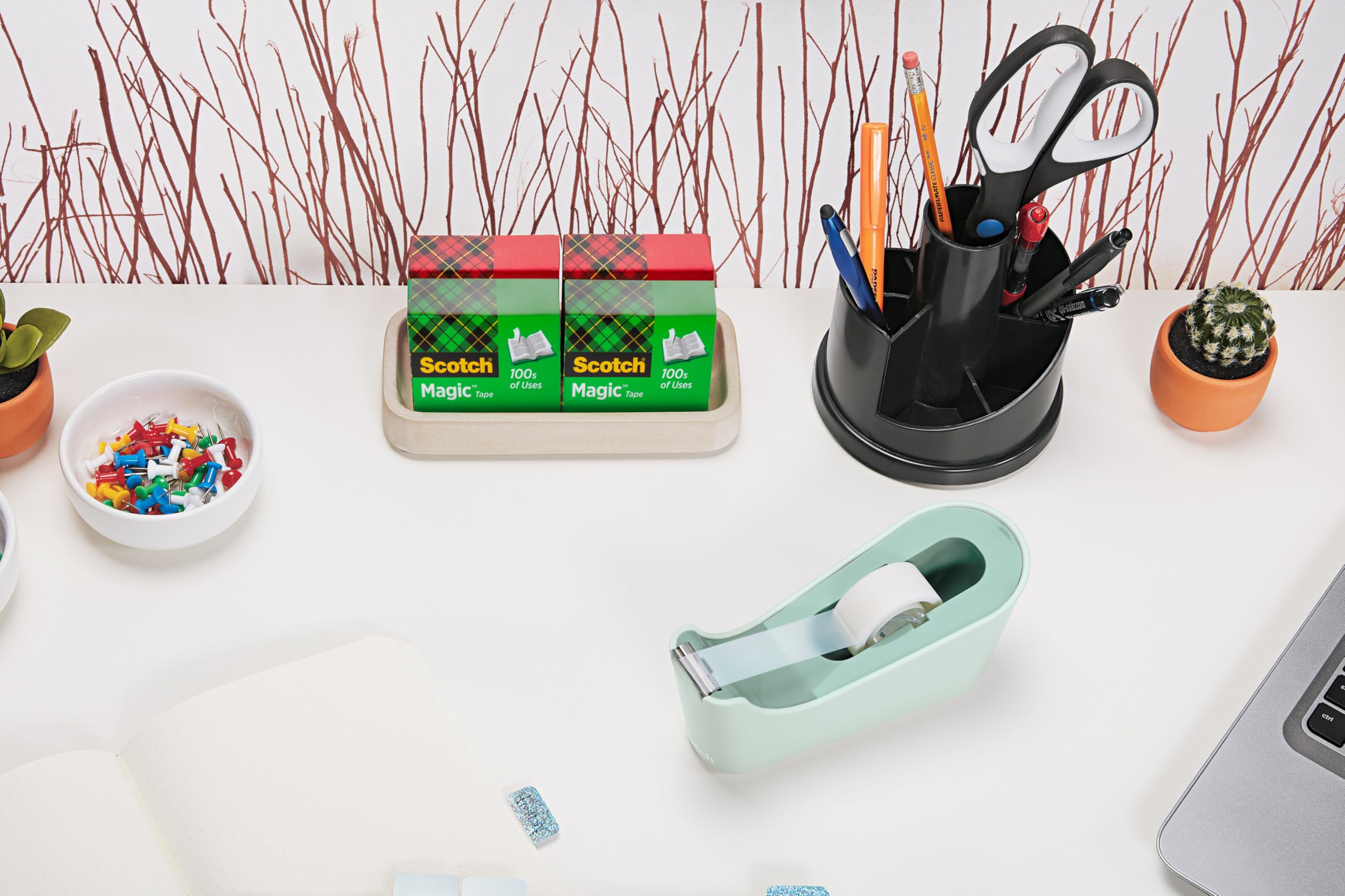 Scotch Dispensador de Cinta Adhesiva C18, Verde Menta + 1 Rollo Cinta Invisible 19 mm x 33 m, Rellenable