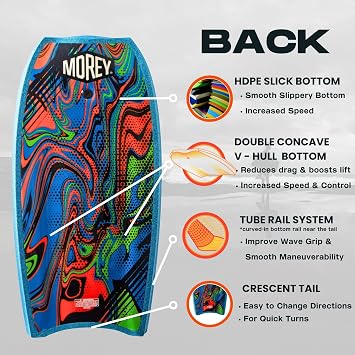 MOREY Boogie Board. Mach 12 MDS ECO-TECH, 42.5 The Original Bodyboard. Fully Recyclable Body Boards for Beach, Re-Engineered 2026 Model