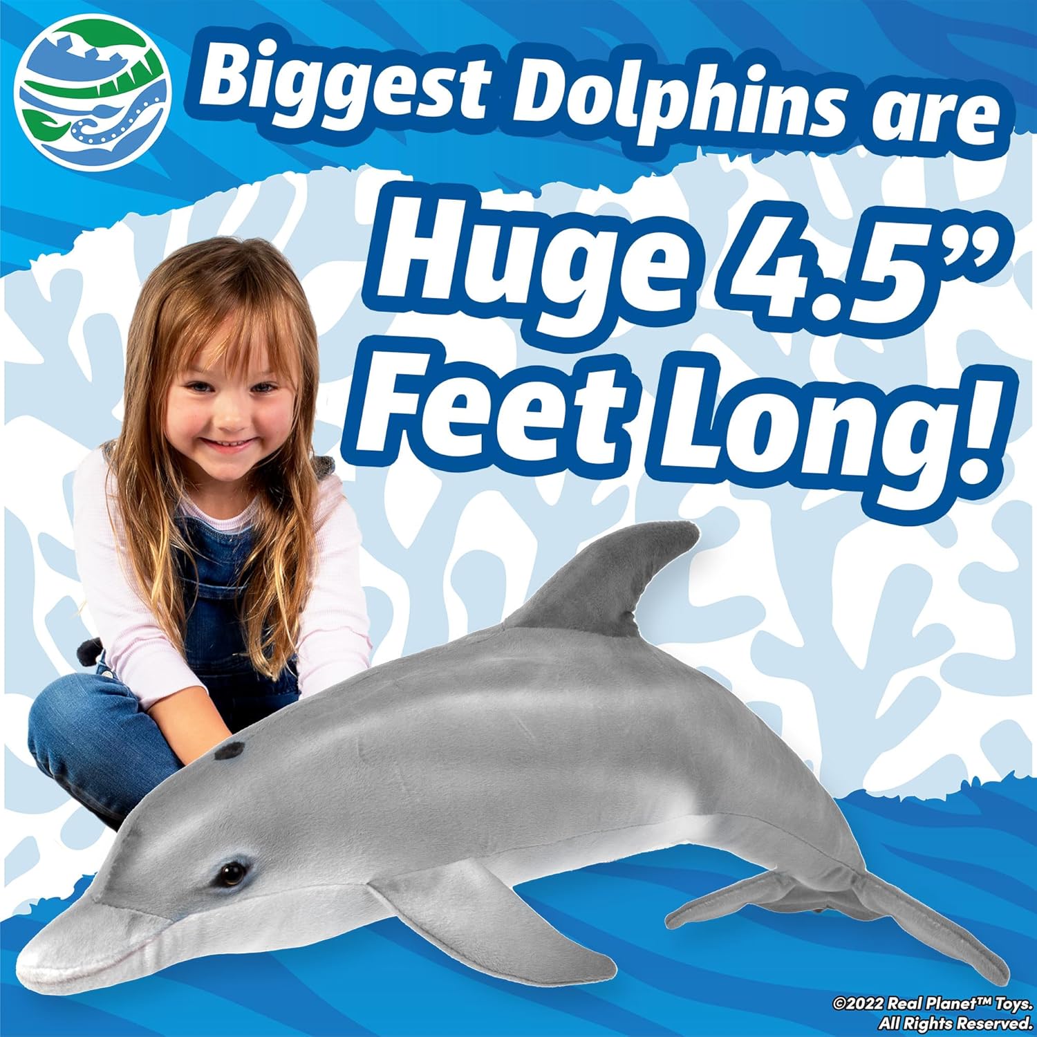 Real Planet 34" Dolphin Plush - Realistic Gray Dolphin Stuffed Animal, Cute Stuff Plush Animals Gift for Kids, Giant Stuffed Animals for Girls Pillows for Kids