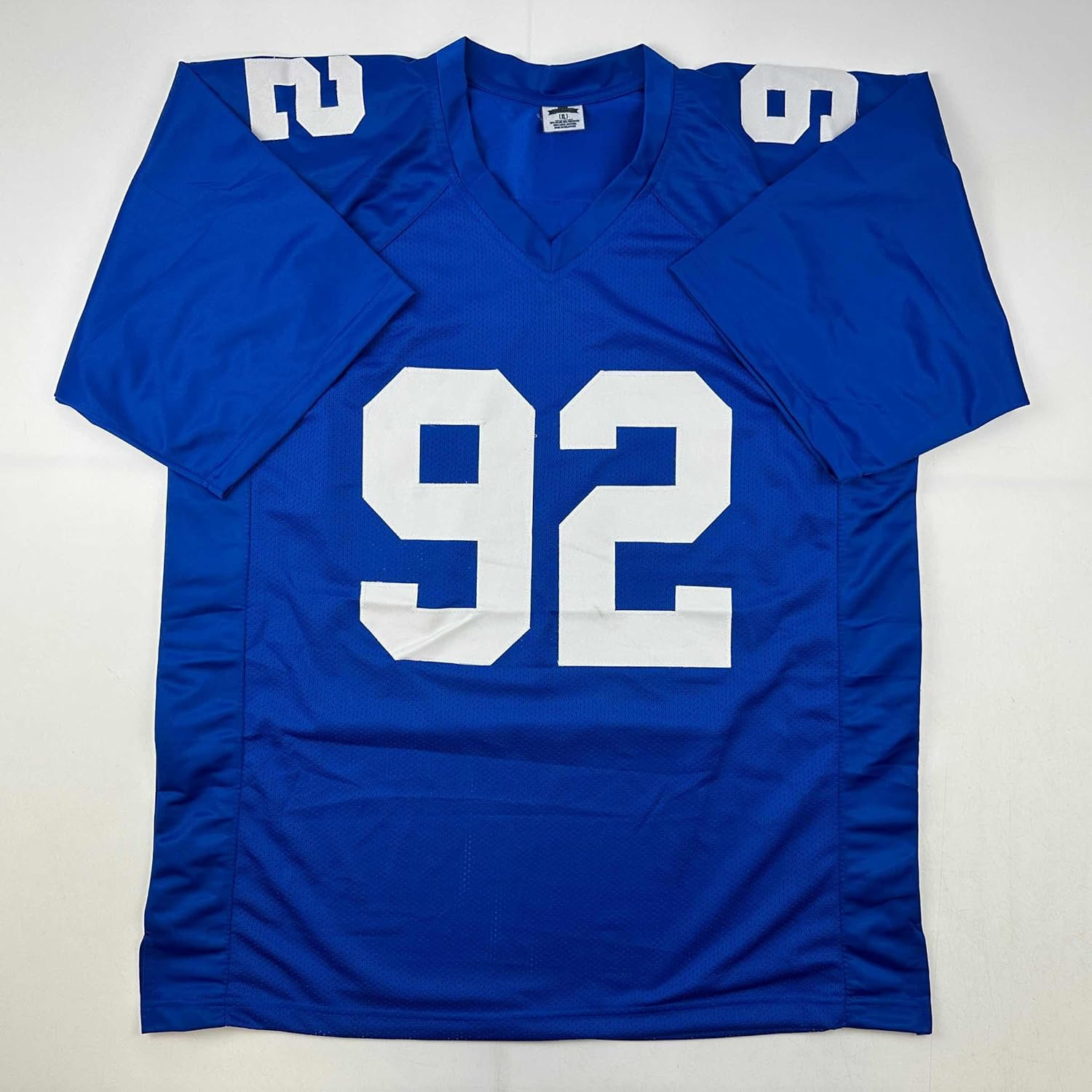 Facsimile Autographed Michael Strahan New York Blue Reprint Laser Auto Football Jersey Size Men's XL