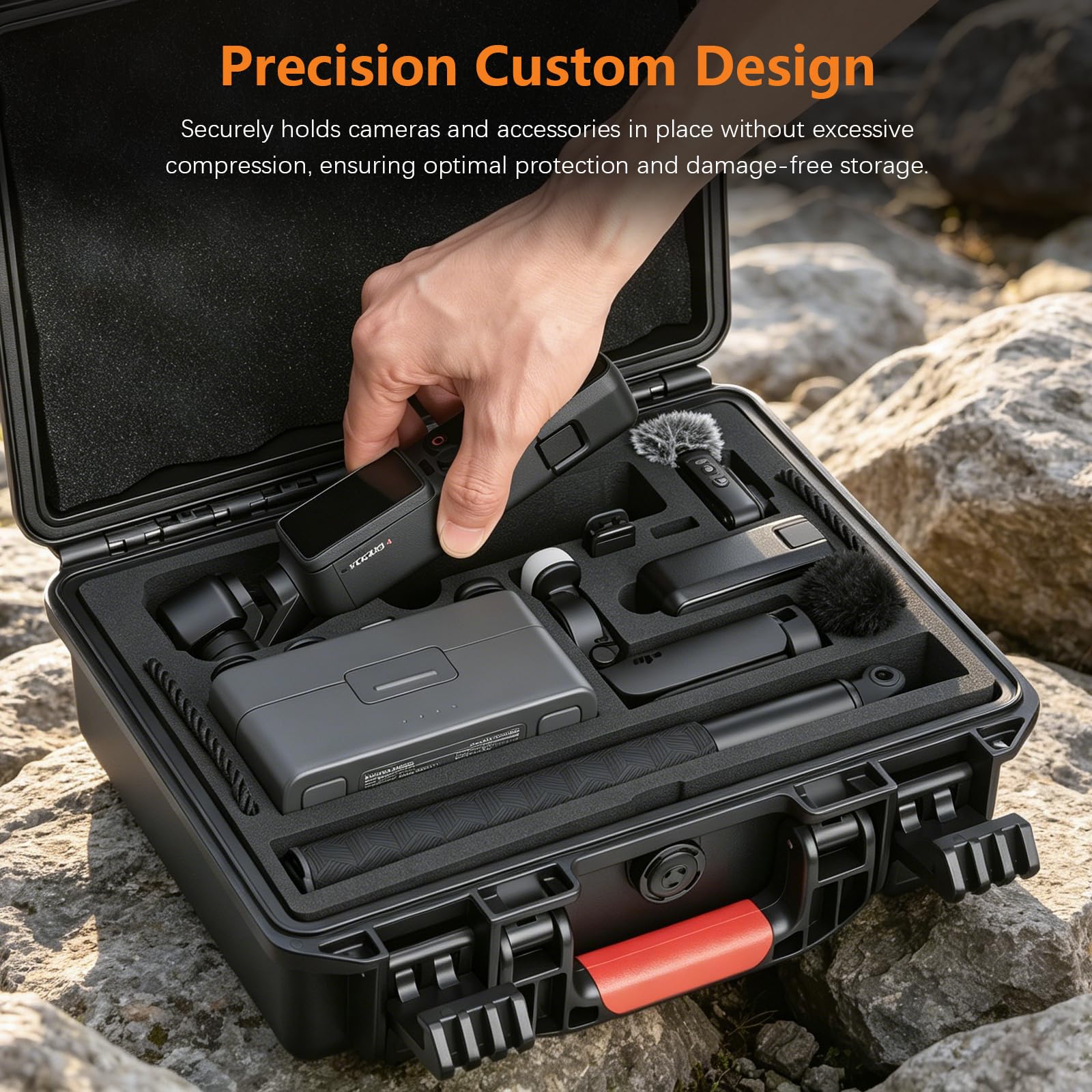 AMAZEAR Custodia rigida impermeabile compatibile con DJI OSMO Pocket 4, accessori Creator Combo Pocket4, scatola da viaggio a doppio guscio rigido per trasporto, conservazione, organizzazione