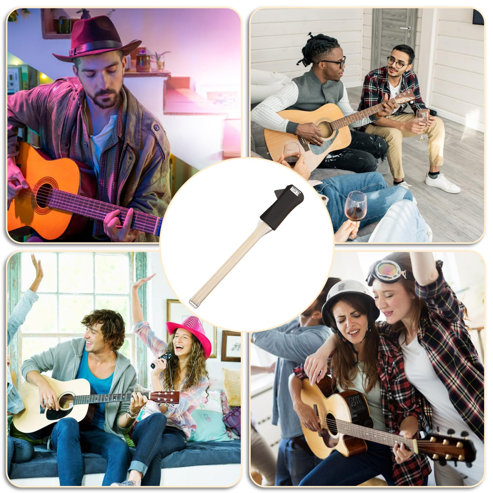 Amycute Bogen für Gitarre, Guitar Bow mit Kolophonium, Doppelseitiger Gitarrenbogen mit Integriertem Plektrum, Mehrzweck-Zupfsaiten-Werkzeug, Geschenk für Gitarrenliebhaber
