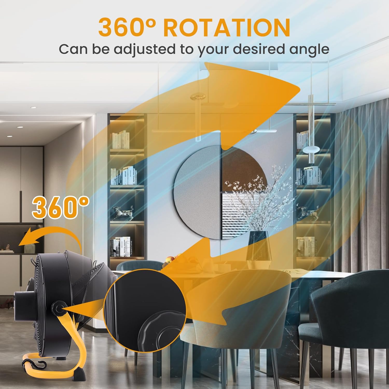 15" Rechargable Battery Operated Fan for Camping,12 Speeds Cordless Floor Fan，Rechargeable Portable Fan for Travel Indoor Outdoor, 12000mAh, 360°Manual Tilt - Image 8