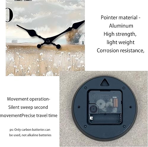 Miniatura 7 de XFM Reloj de pared de granja funciona con pilas, 10 pulgadas, silencioso, sin tictac, reloj de pared de madera, reloj de campo de flores para