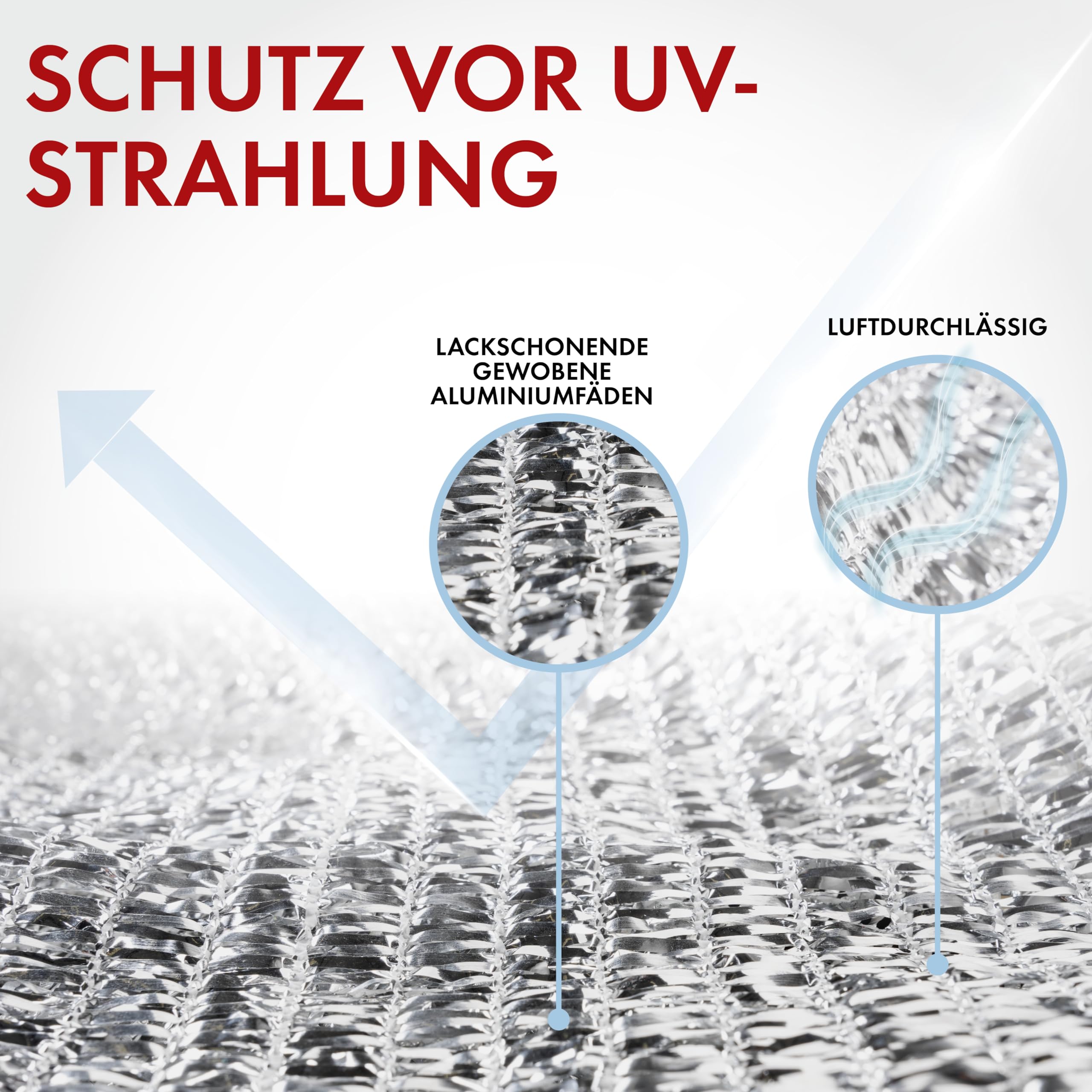 WALSER Schattennetz Auto 3x4 m, Alu Sonnenschutz Auto (bis zu 20° C kühler) für Hund mit UV-Schutz & Ösen - Hitzeschutz PKW Sonnenschutznetz Camping, Sonnensegel Garten reflektierend, faltbar + Tasche
