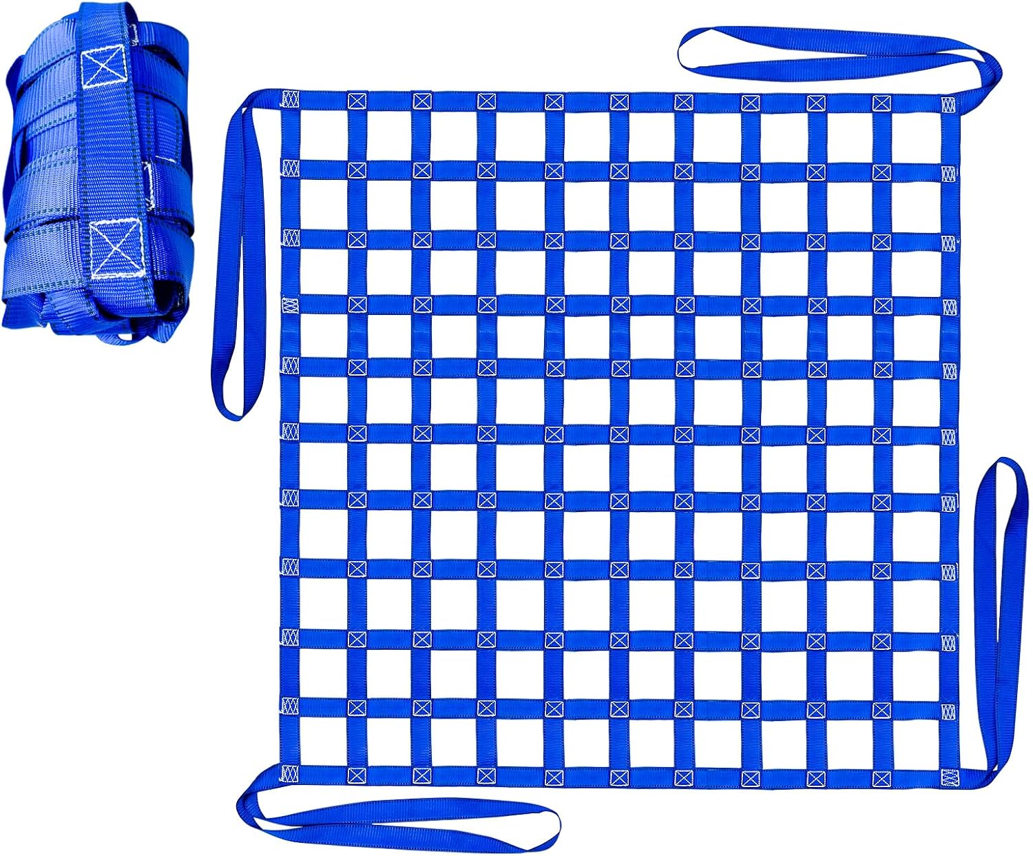 FITHOIST Cargo Lifting Net 1212LBS - 5x5ft Heavy Duty Hoist Net with 10cm Mesh for Secure Construction, Moving & Hoisting (Blue)