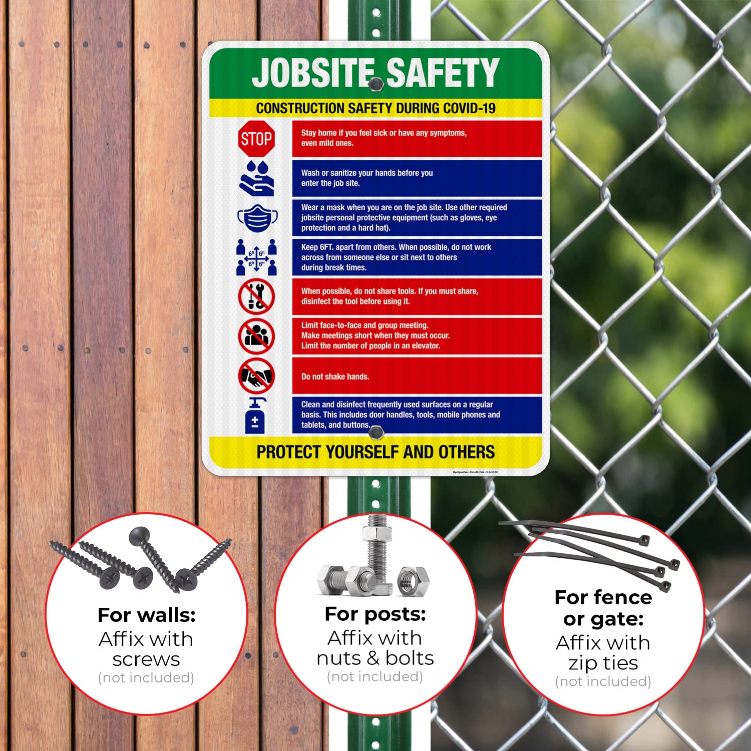 Construction Social Distancing Sign, Jobsite Safety Covid 19 Rules Sign