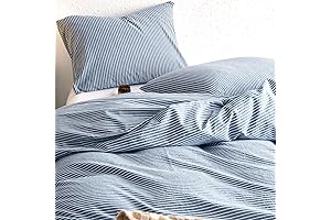 Wake In Cloud - Striped Cotton Duvet Cover Set: Farmhouse Ticking Stripe...