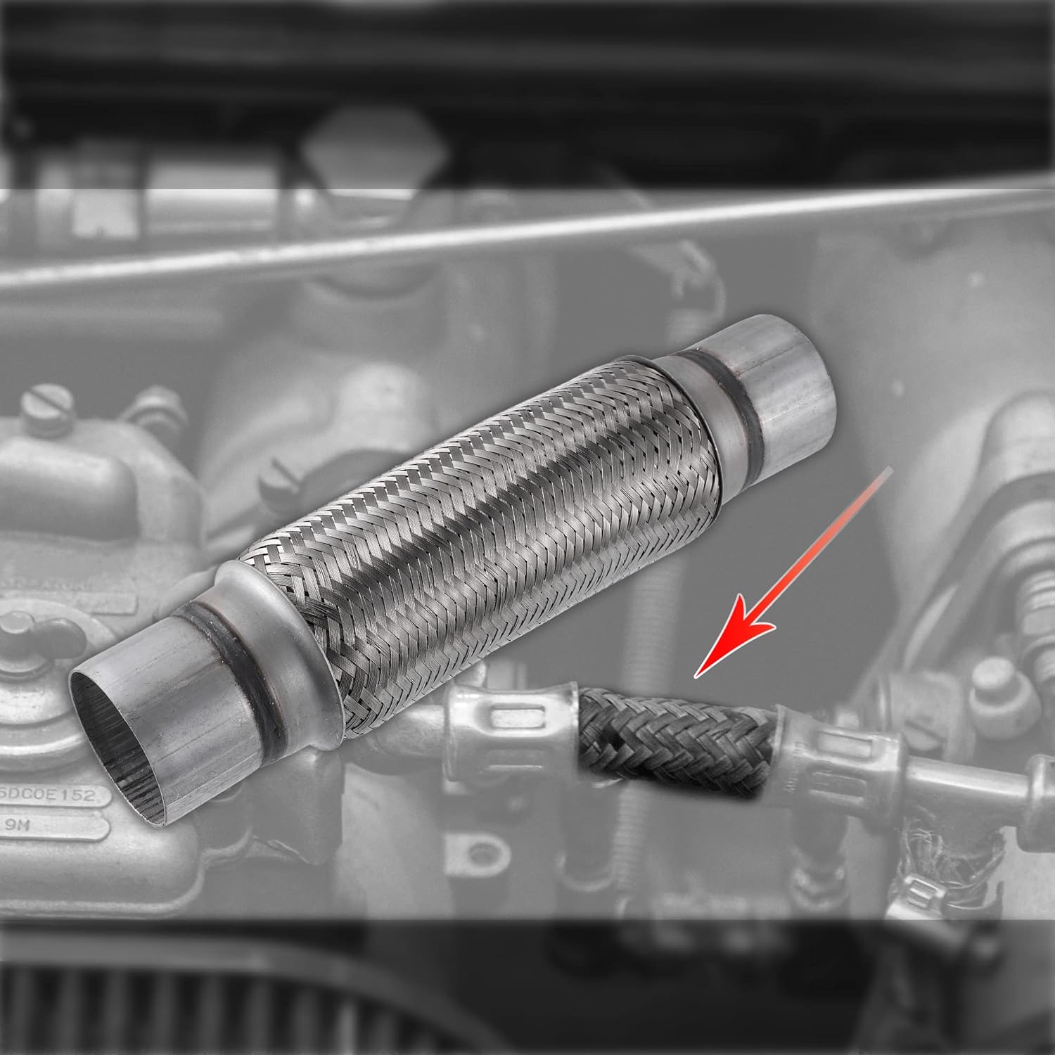 X AUTOHAUX 1 Pcs 2.5"x10"x14" Car Exhaust Flexible Pipe Tubing Universal Exhaust Joint with Welding Extension Pipe Stainless Steel Silver Tone