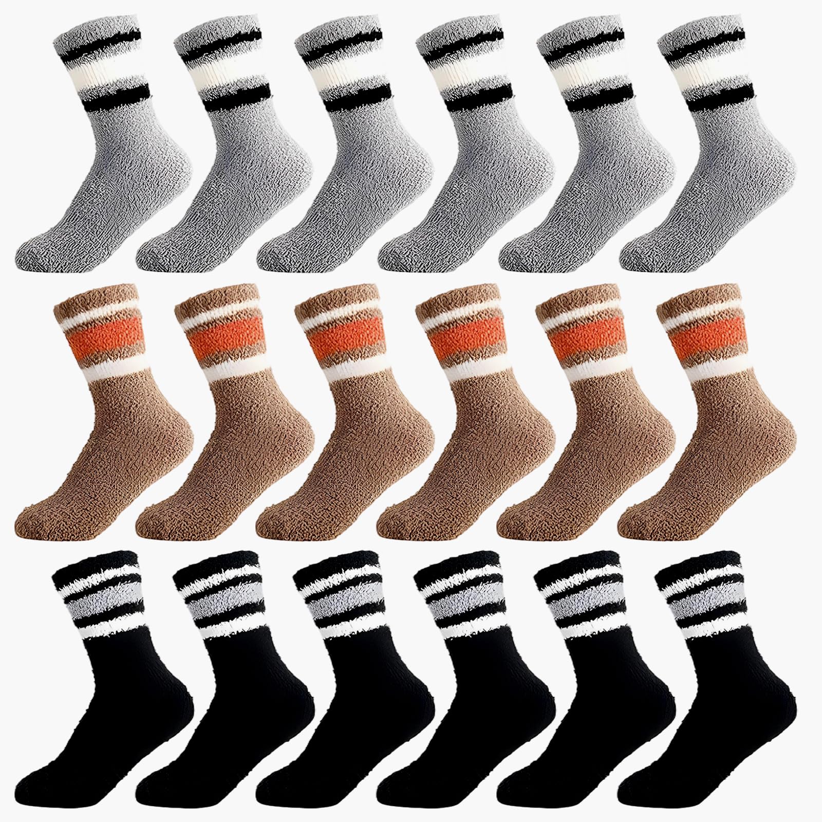 Meunhy Mens Bed Sock, 9 Pairs Fluffy Socks Men with High Elasticity and Warmth, Winter Comfy Cozy Sleep Bed Socks Fuzzy Thermal Warm Sock for Men, Casual Home Sleeping