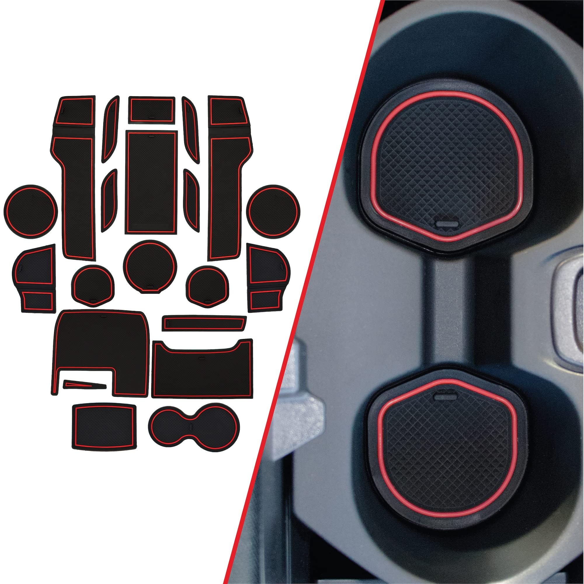 Poches de porte Honda Civic propres en voyage grâce aux 21 tapis Unifizz liseré rouge