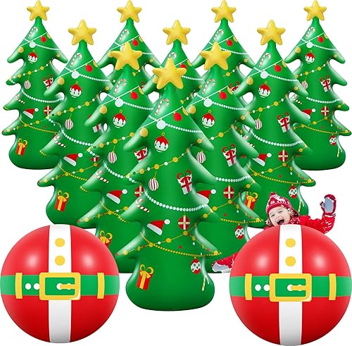 Shappy Juego de bolos inflable gigante de Navidad de 28 pulgadas, juego de bolos inflable gigante de Navidad para fiesta de Navidad, familia,