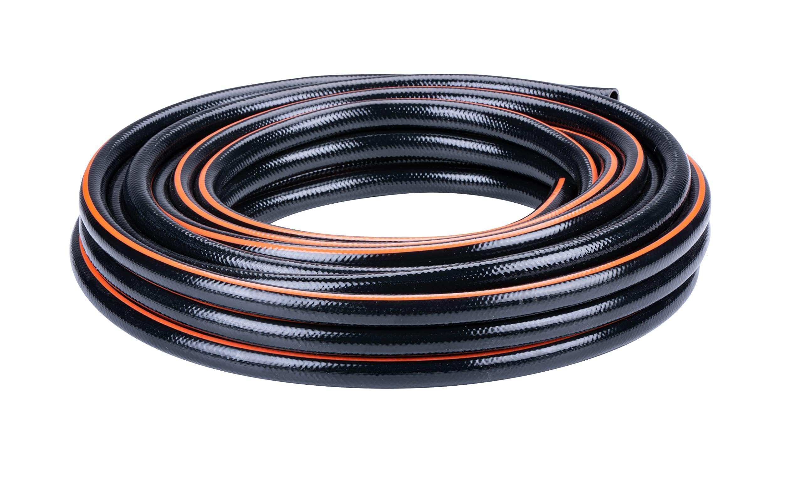 BLACK+DECKER Tuyau d'Arrosage 15M - Tuyau Jardinage ⌀13 mm - Outillage de Jardin - Max. 6Bar - PVC - Noir/Orange