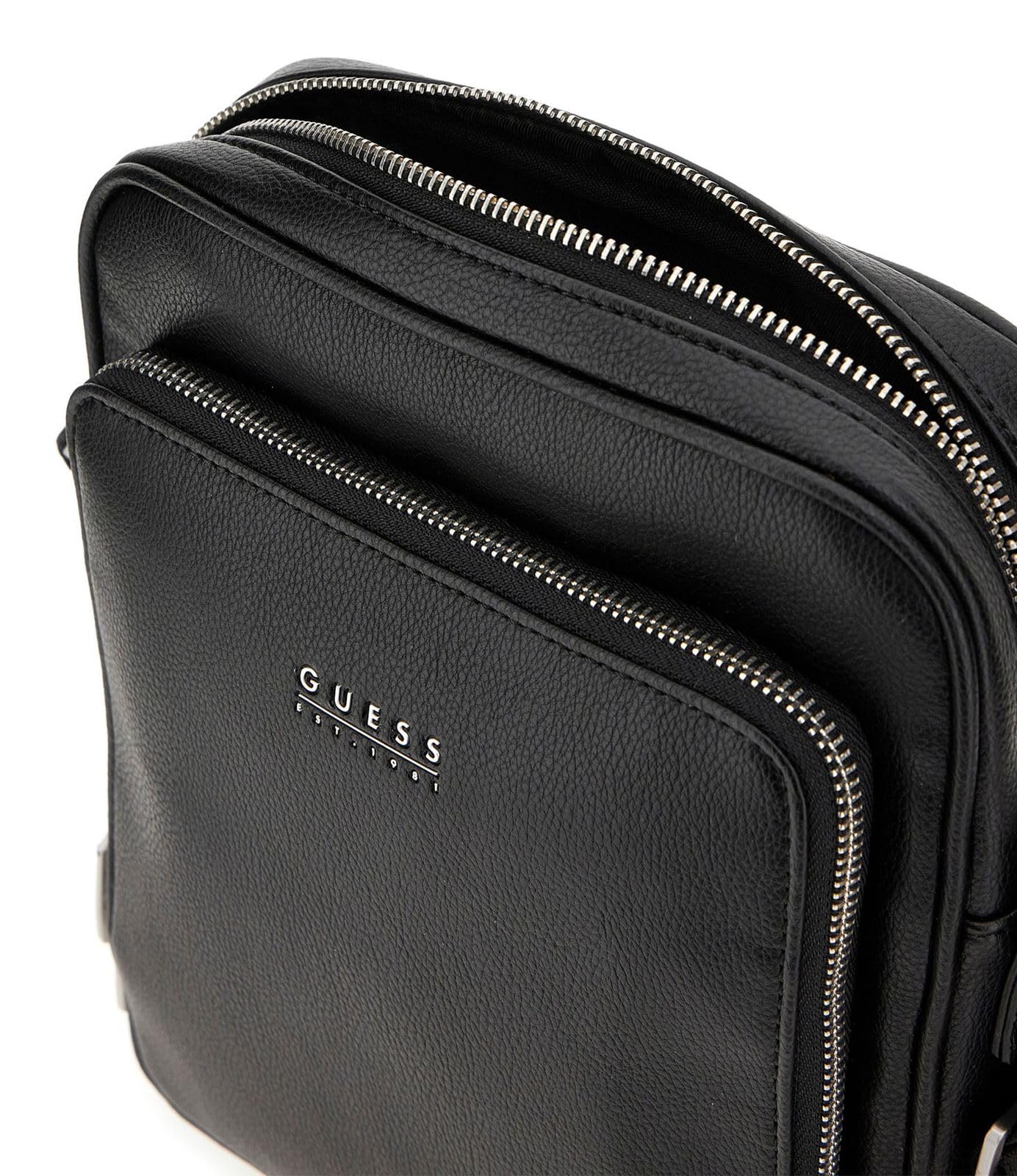 GUESS sac à épaule bandoulière Milano Top Zip Xbody With Front Pocket Black noir