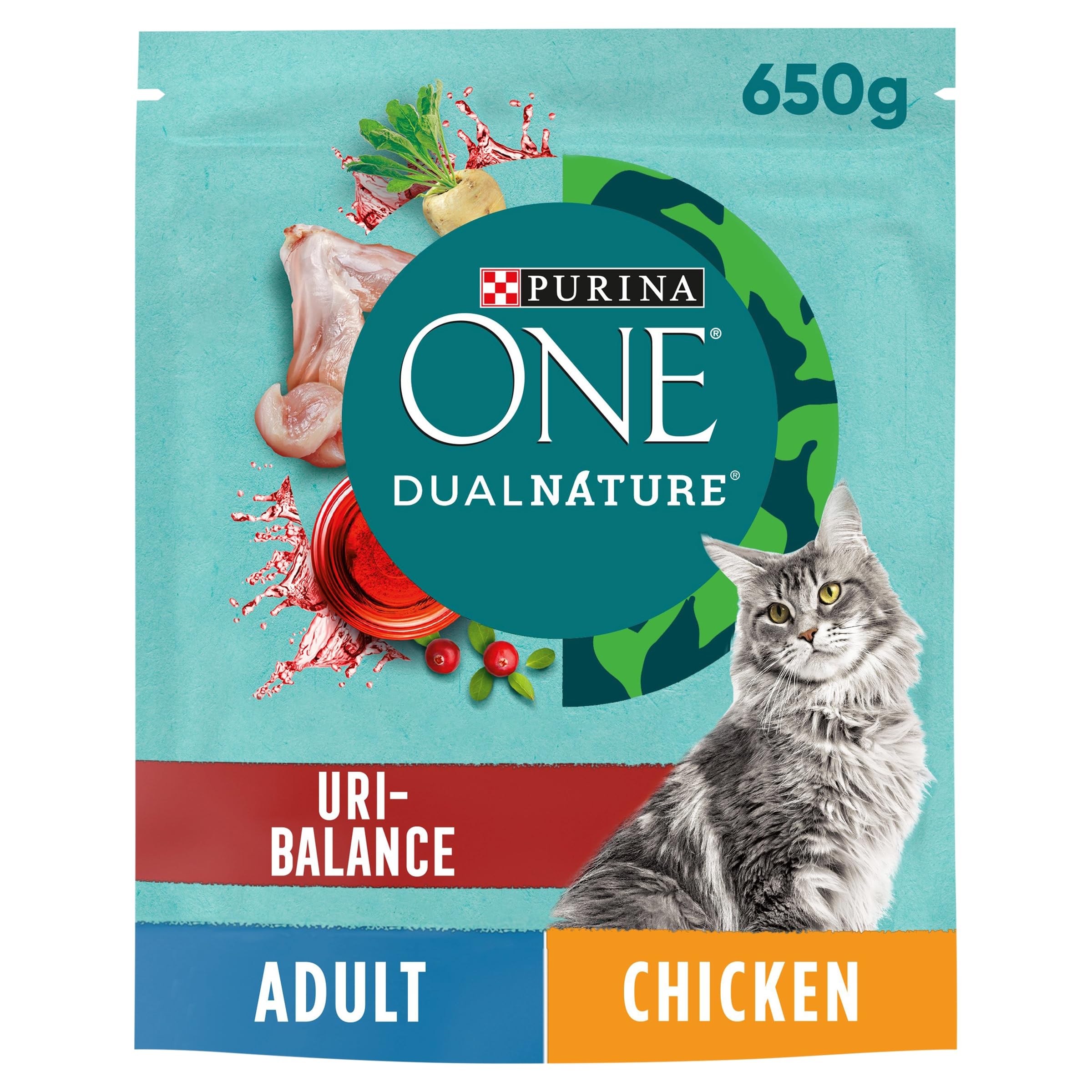 PURINA ONE Dual Nature Uri-Balance Chicken Dry Cat Food 650g (Pack of 8) โ image 1