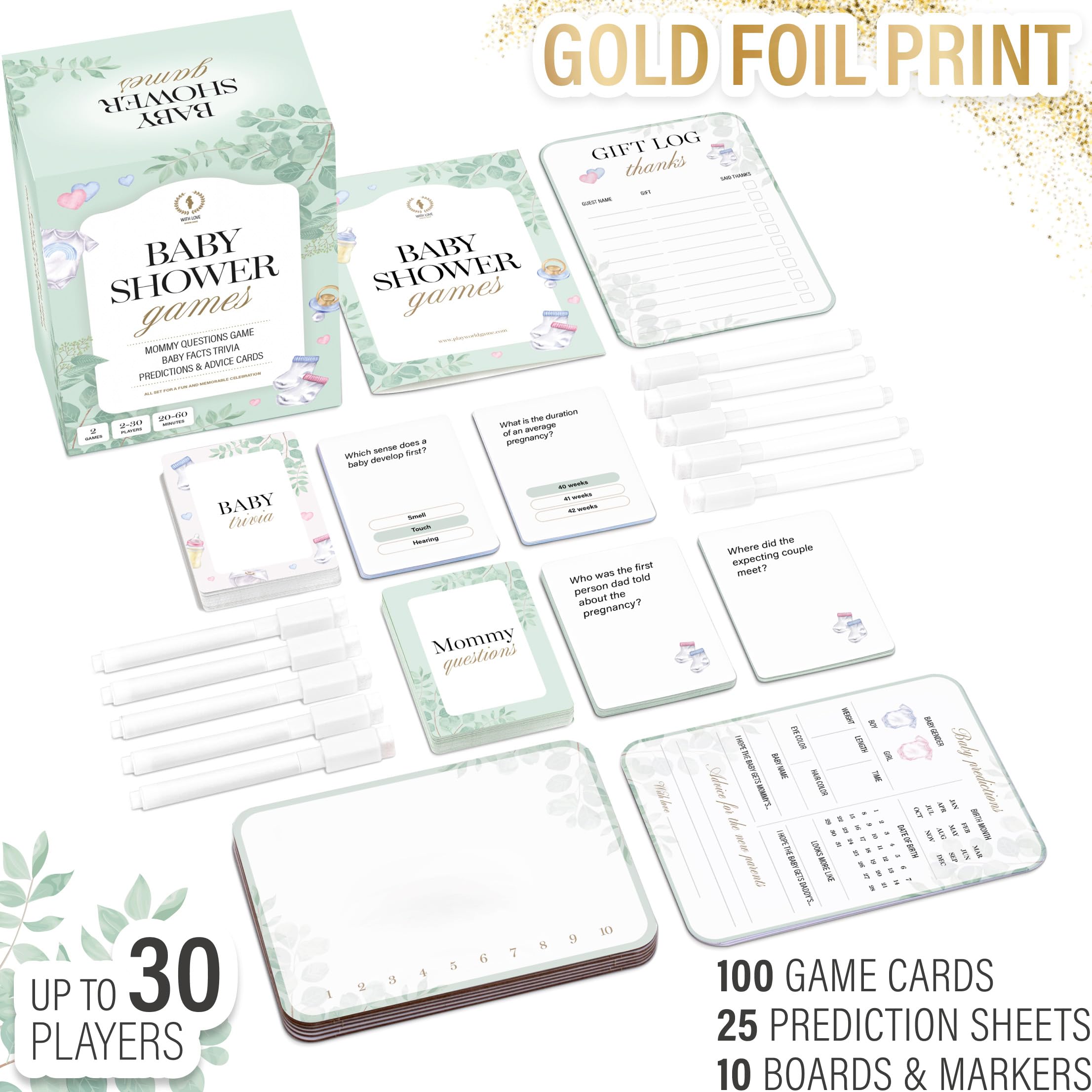 The World Game Baby Shower Games - Mommy Quiz, Prediction & Advice Cards - Fun for Gender Reveal Games for Boy or Girl - Gender Neutral