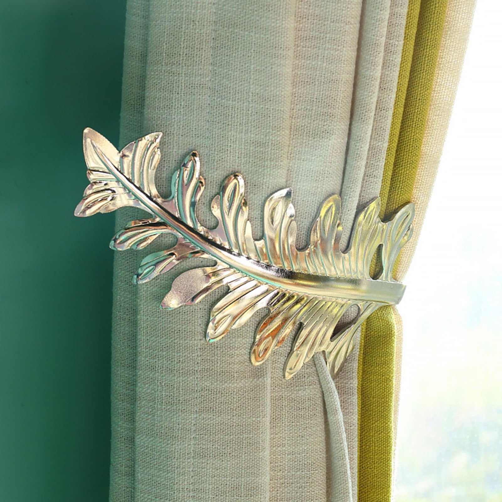 Moyouno Silver 2 Pack Curtain Holdbacks, Large Vintage Leaf Design Curtain Tieback Hooks, Retro Decorative Curtain Holdback, Rustic Curtain Tie Backs,