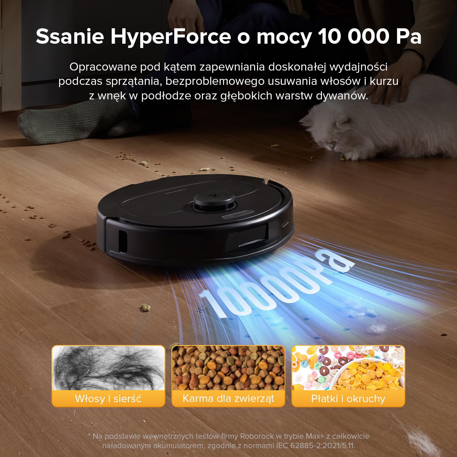 roborock QV 35A robot odkurzający, 8000Pa HyperForce, wielofunkcyjna stacja, mop obrotowy 200 obr./min i podnośnik 10 mm, zapobieganie splątaniu, unikanie przeszkód, mapowanie, aplikacja