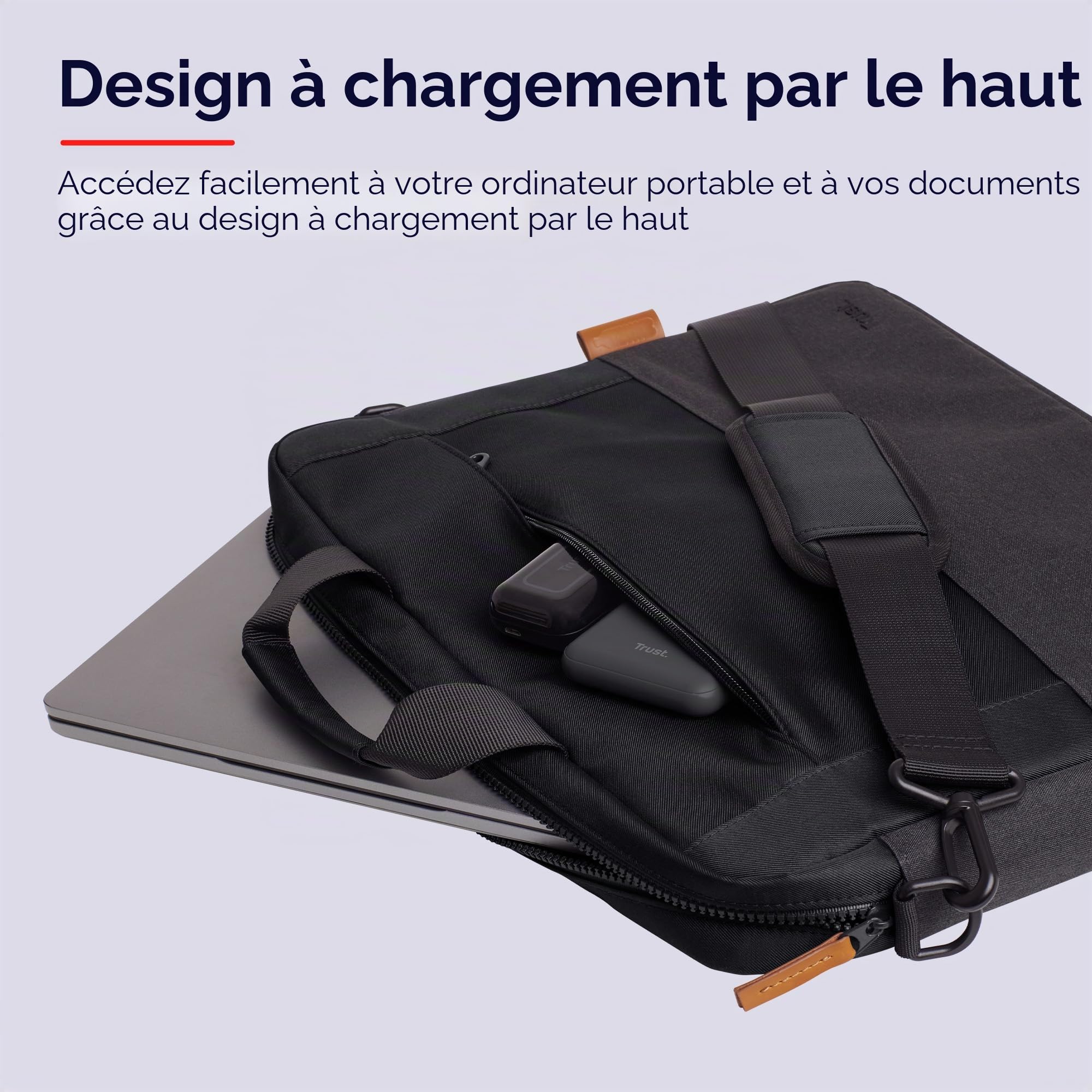 Trust Lisboa Sacoche pour Ordinateur Portable 16 Pouces, Noir