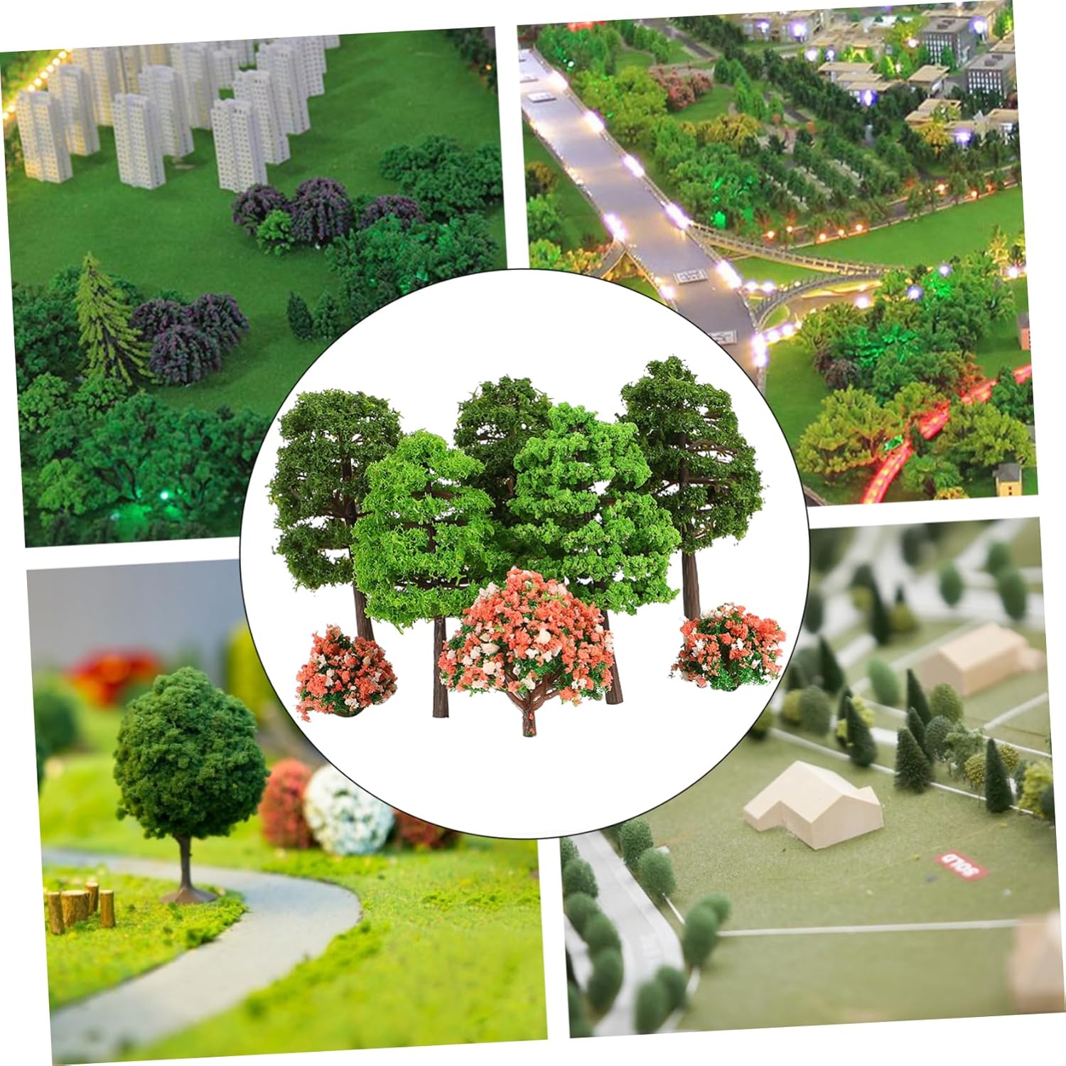 70pcs Miniature Fall Maple Tree Model Realistic Simulation Plant for Landscape Decoration Plastic Material Micro House Decor