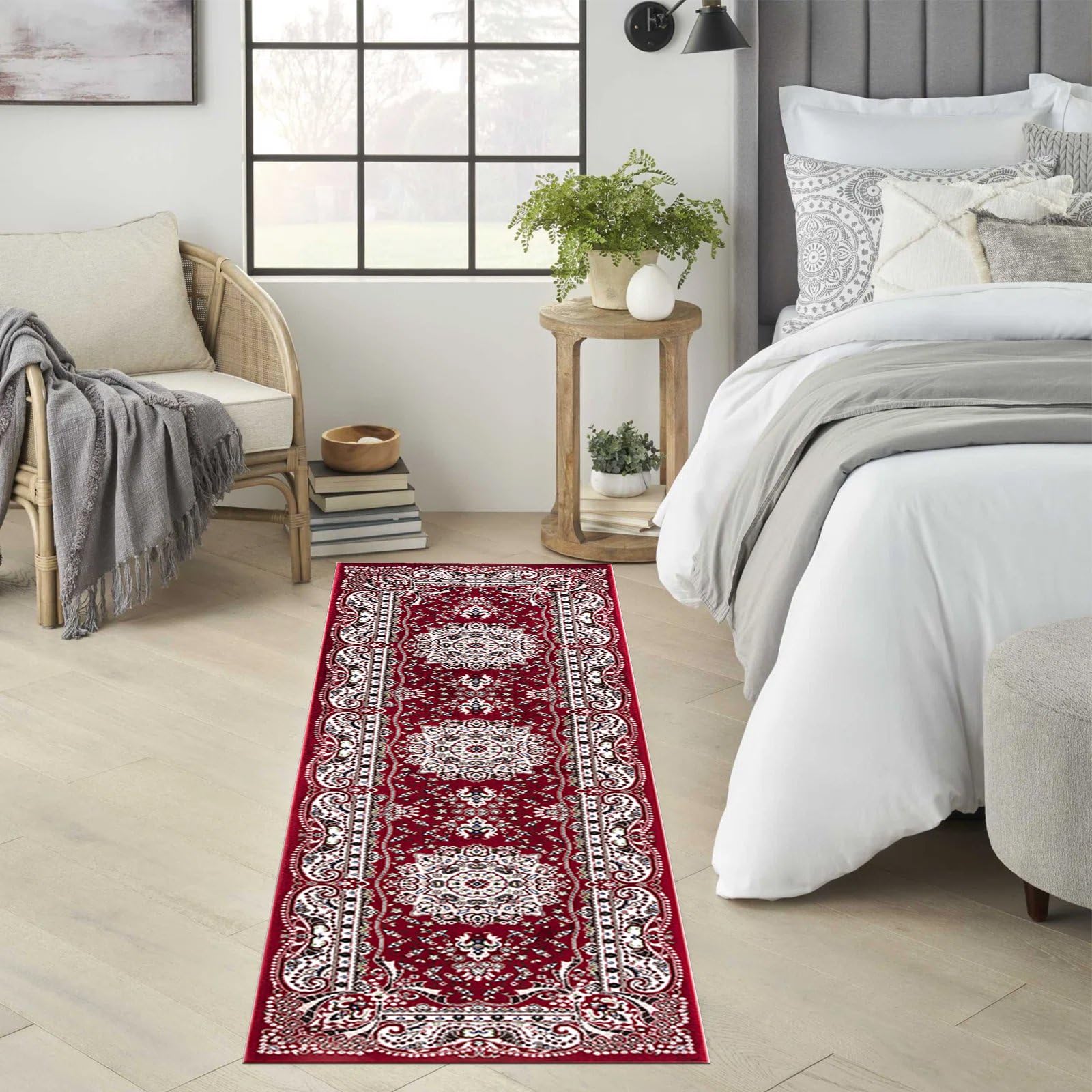 renoazul® Soft Pile Washable Runner Rugs For Hallway - Rada Red Rug - 60x220 cm, Jute Rugs For Bedroom Carpet Runners and Floor Mats Indoor — image 1
