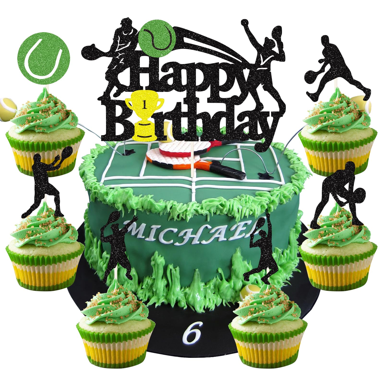 Gyufise 36 Topper Per Cupcake A Forma Di Palla Da Tennis – Decorazioni Per Torte A Tema Sport, Per Compleanni E Baby Shower - 5