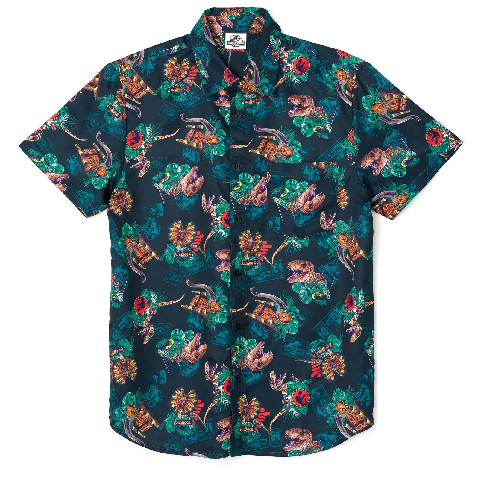 Jurassic WorldJurassic Park T-Rex Hawaiian Button Down Dress Shirt Toddler to Adult