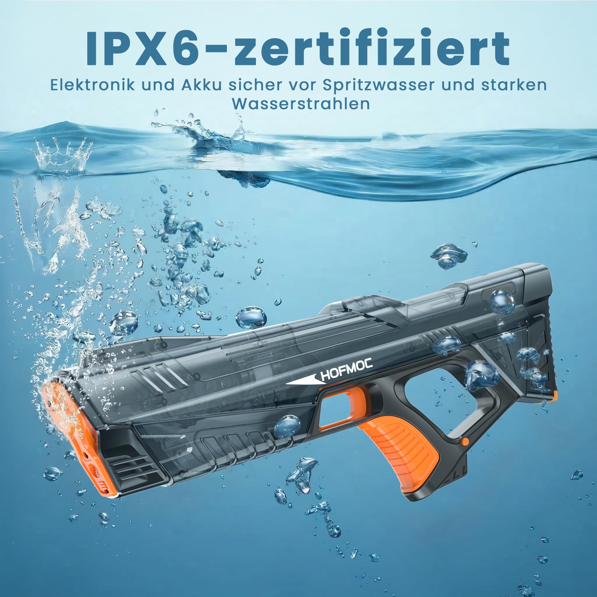 Wasserpistole Elektrisch IPX6 Wasserdicht 8-10m Reichweite 2er-Pack mit LED-Leuchten