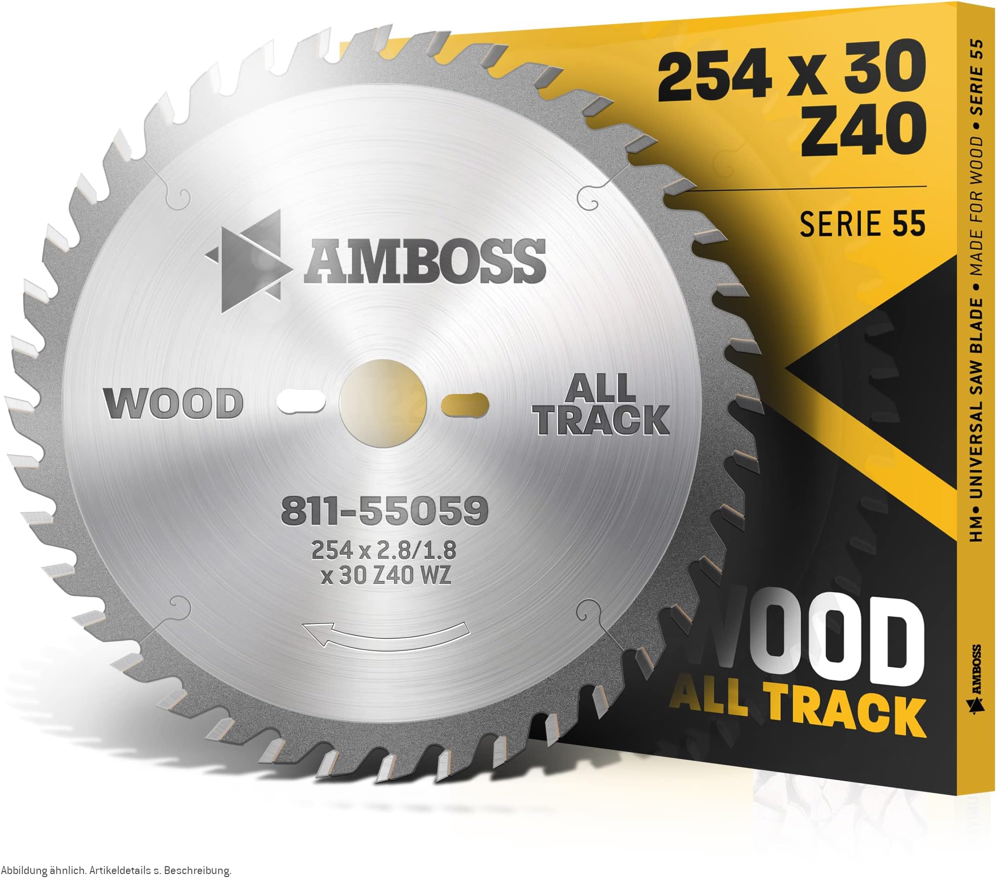Amboss - HM Table Circular Saw Blade for Wood - Diameter 254 mm x 2.8 mm x 30 mm, Suitable for Bosch GTS 10 or Metabo TS254, Alternating Teeth