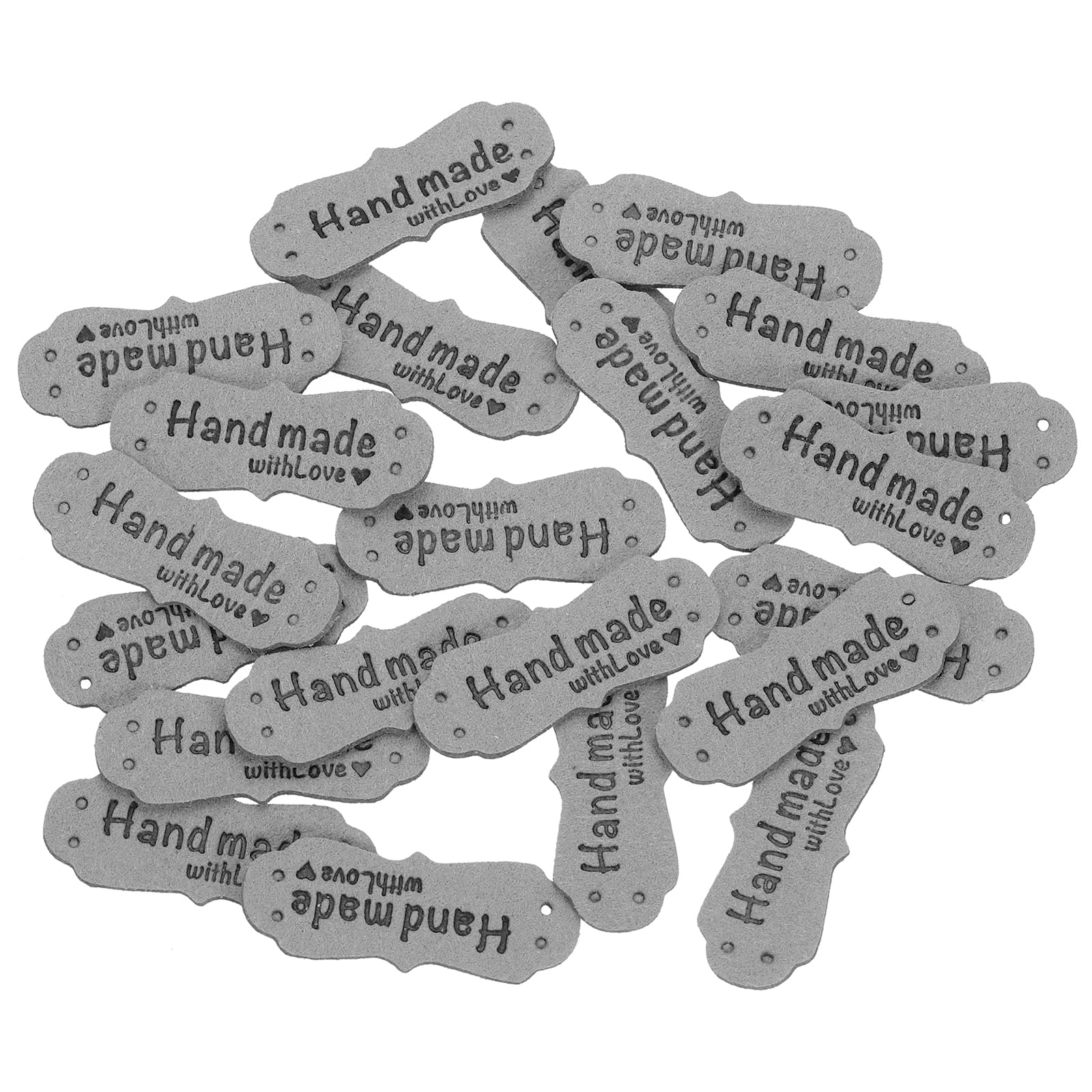 sourcing mapsourcing map 100pcs PU Leather Label, Sewing Embossed Tag Embellishment Knit DIY Accessories for Jeans Bags Shoes Hats (Grey)