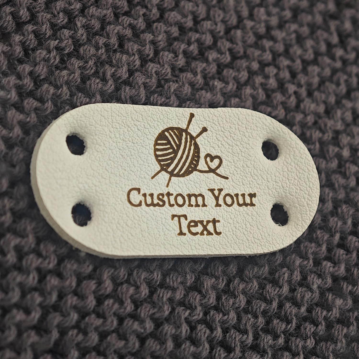 18pcs Personalized Leather Tags For Crochet Items, Custom Name Knitting Labels For Clothing Hats Scarves Handmade DIY Projects Crocheters, Sewing Accessories