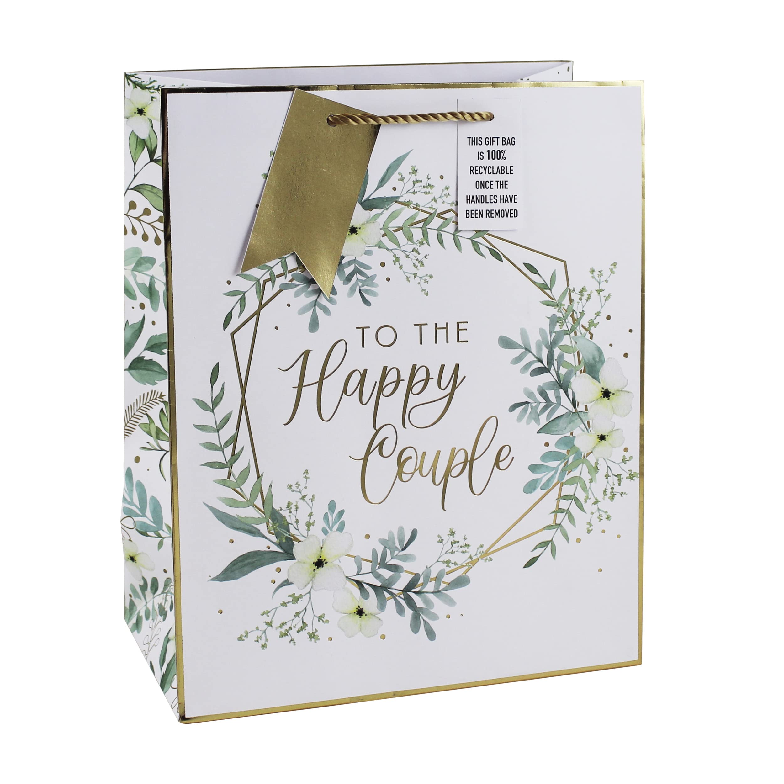 EUROWRAP HAPPY COUPLE WREATH MEDIUM GIFT BAG FSC