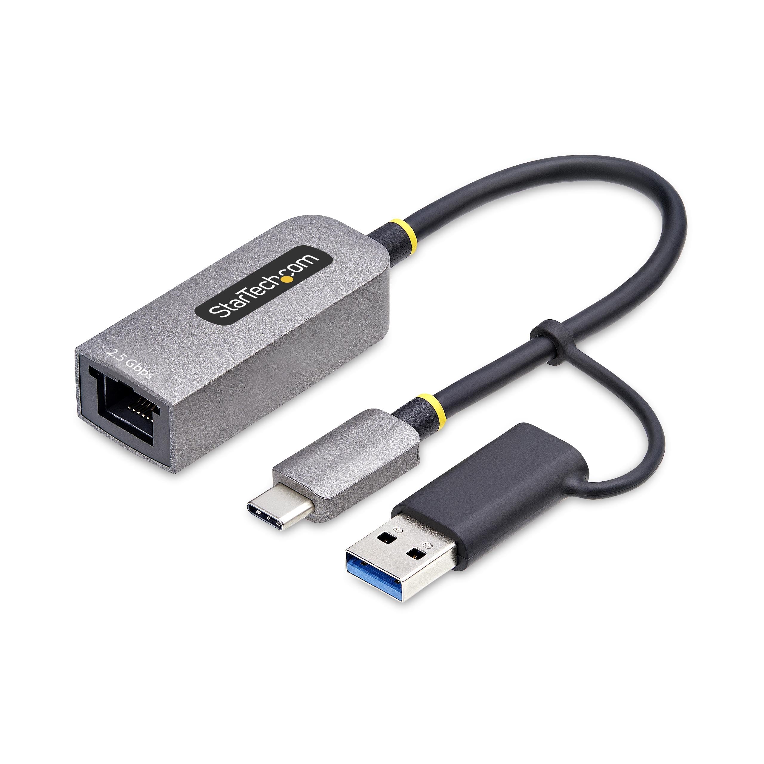 StarTech.com 2.5GbE USB-C to Ethernet Adapter with USB-A Converter, NBASE-T NIC, USB 3.0 Type-C 2.5/1G Multi Speed Network