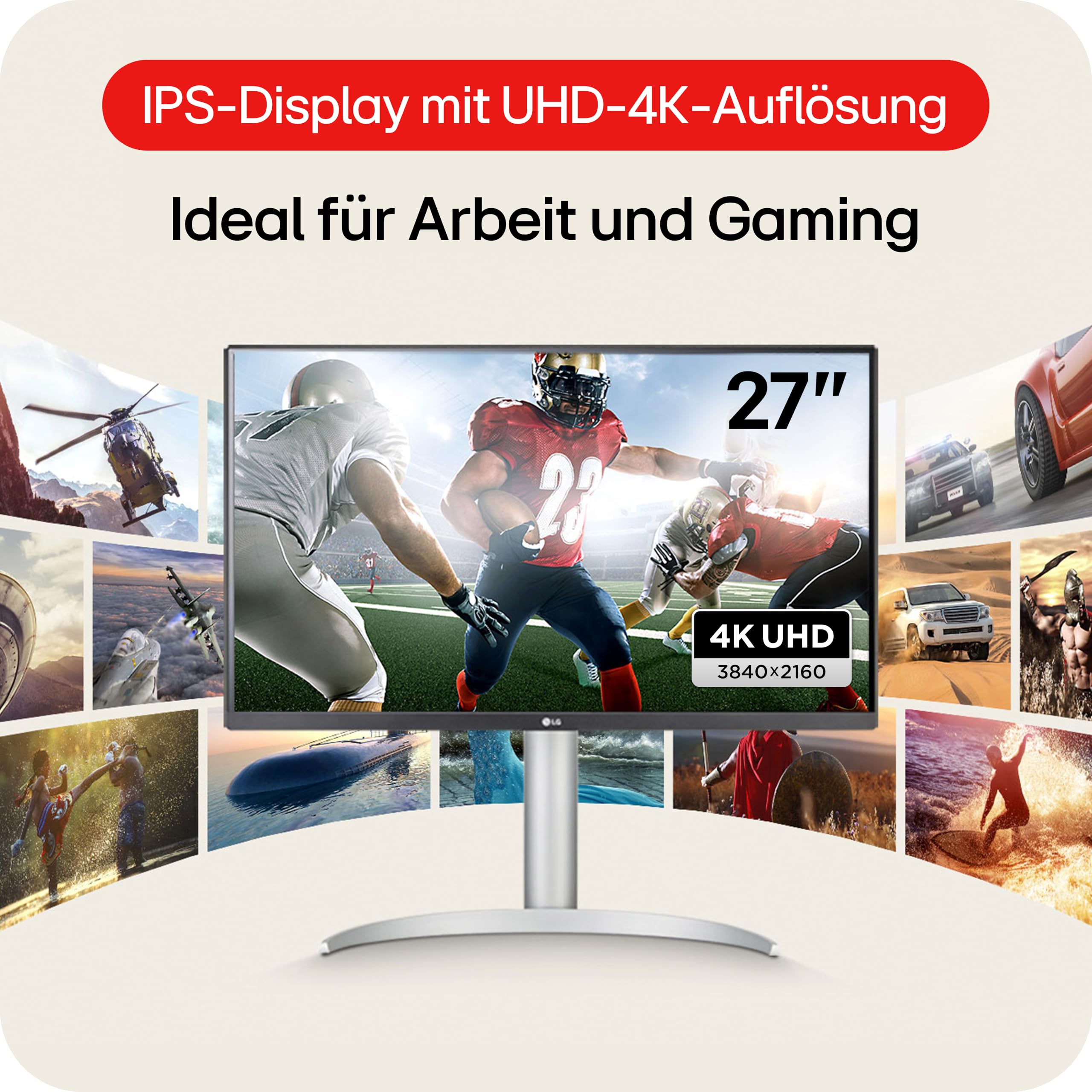 LG 27UP850K-W.AEU 27 Zoll 4K UHD IPS Monitor DisplayHDR 400 USB-C 90W Weiß Schwarz