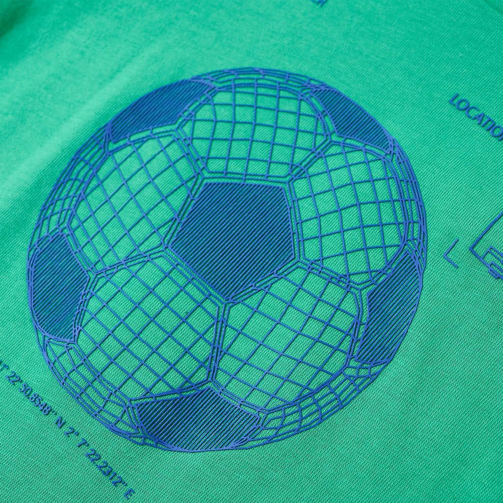Maglietta per bambini verde, 104% cotone, a maniche corte con scollo rotondo, traspirante e morbida, stampata con calcio, adatta per ragazzi e ragazze per tutti i giorni, scuola, tempo libero