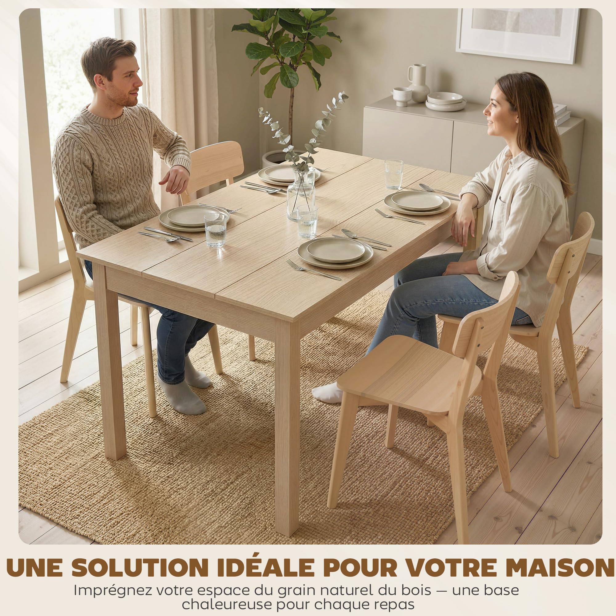 HOMCOM Table de Salle à Manger Design Moderne Bicolore avec Grand Plateau 4-6 Personnes en Bois dim. 119L x 70l x 75H cm - en Bois, chêne
