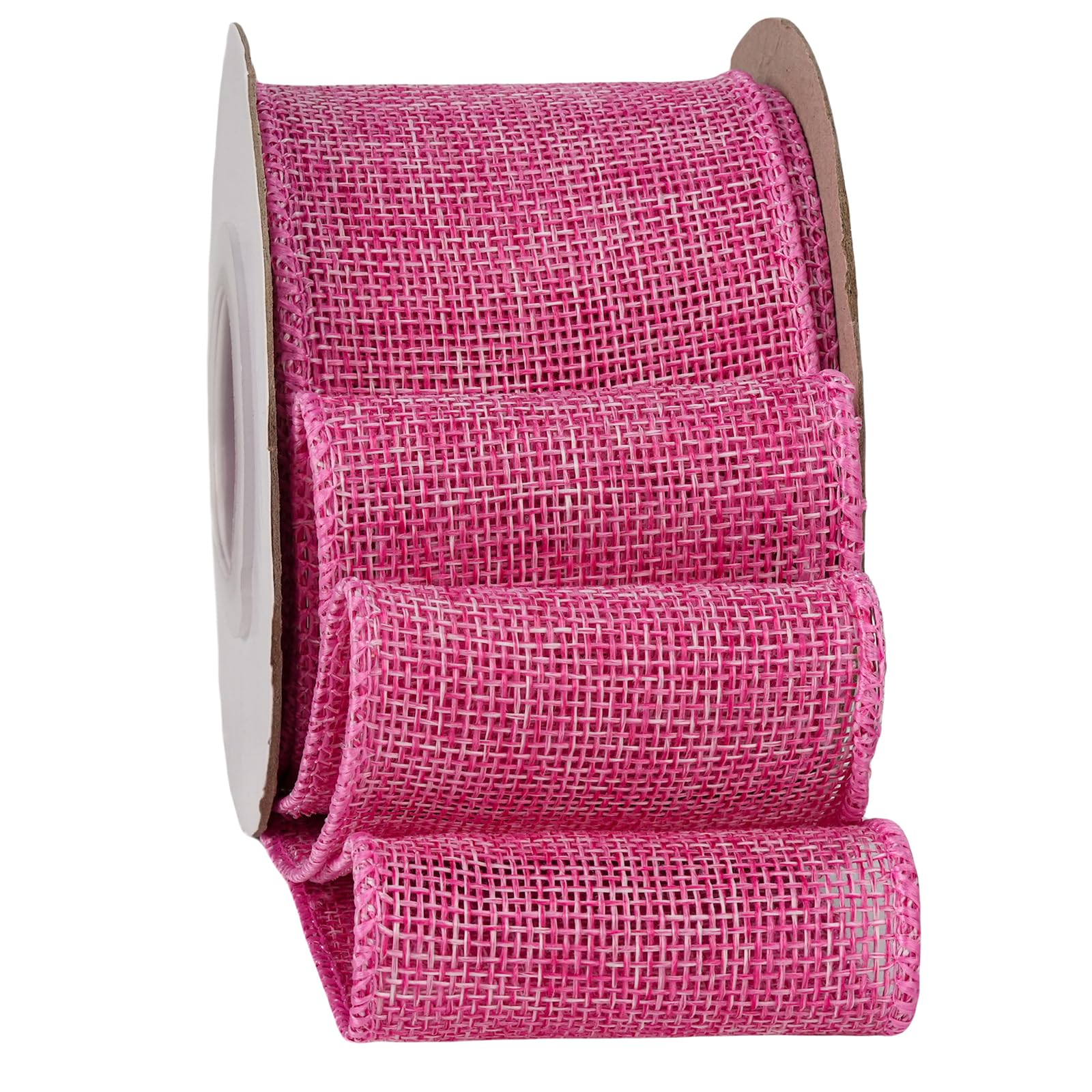 Light Pink Burlap Ribbon 2-1/2 Inch, Solid Ribbon with Wired Edge for St Patrick's Day Decoration, Big Bow, Outdoor Wreath, 10 Yards/Roll. — image 1