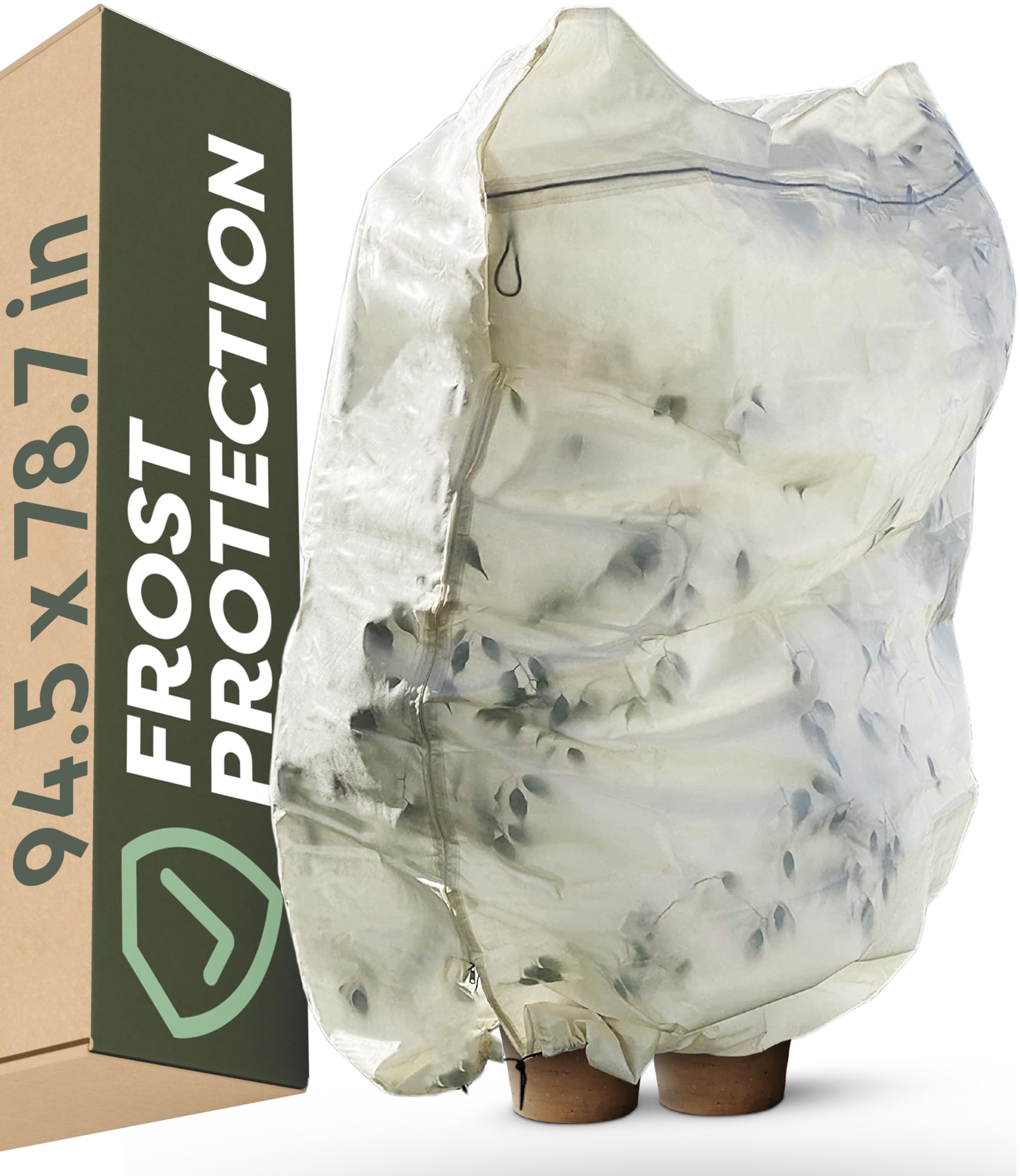 Praknu Plant Covers Freeze Protection 79?x95? - Extra Large - Winter Blanket with Drawstring & Zipper - Thickened Frost Cloth for Outdoor Plants, Trees & Shrubs