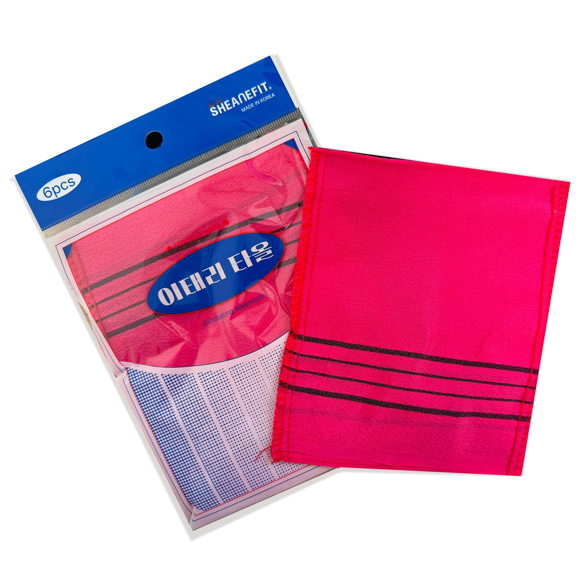 Sheanefit Exfoliating Bath Washcloth - Premium Korean Body Scrubber Crafted from Durable 100% Rayon Viscose for Spa-Like Skin Treatment at Home (6,