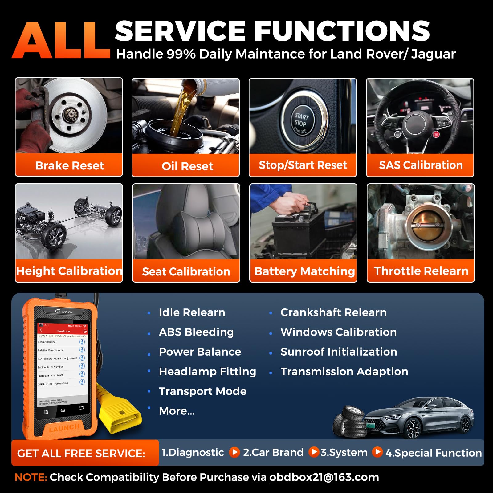 LAUNCH Creader Elite for Land Rover Jaguar OBD2 Scanner, Code