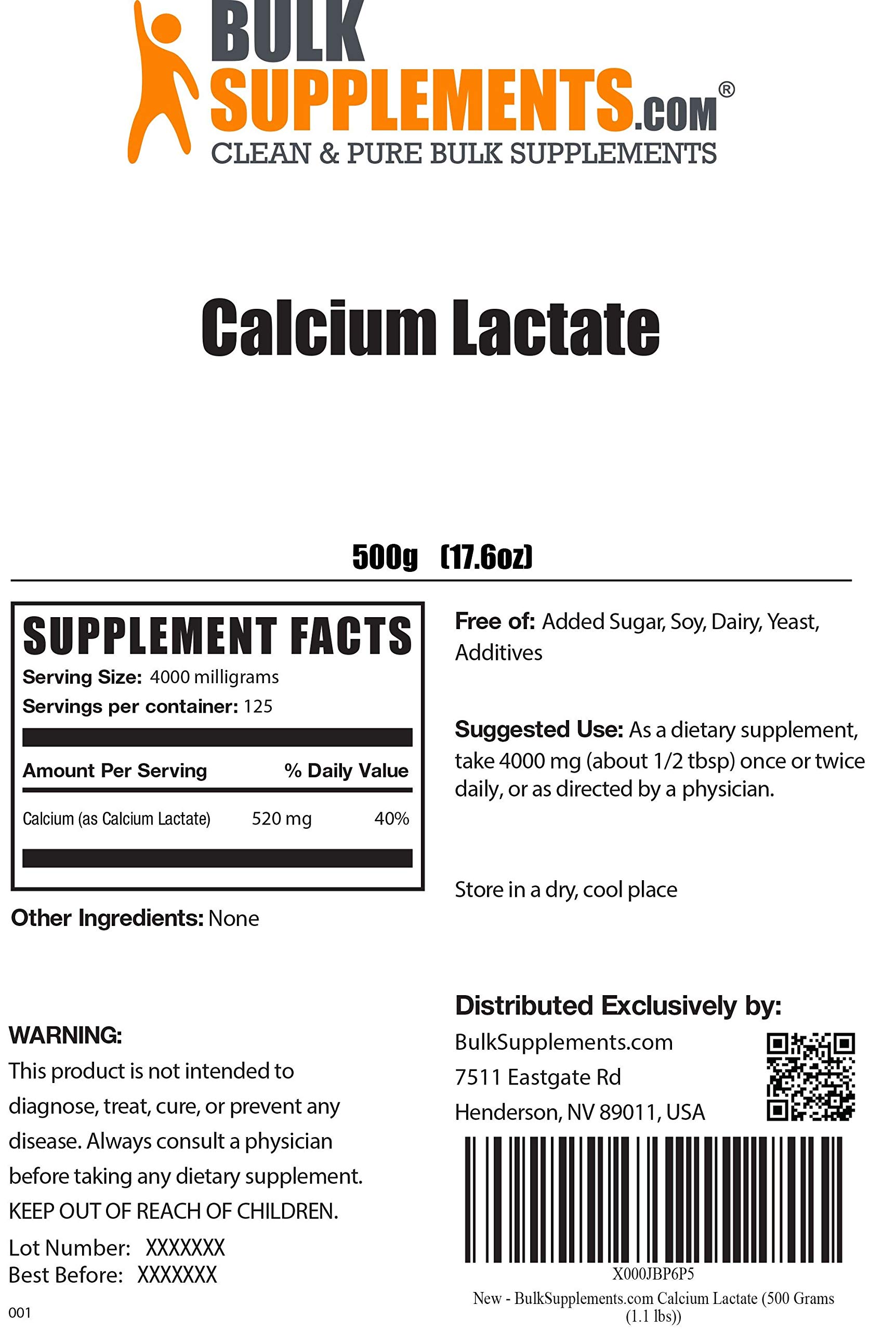 Buy BulkSupplements.com Calcium Lactate Powder - Calcium Supplement