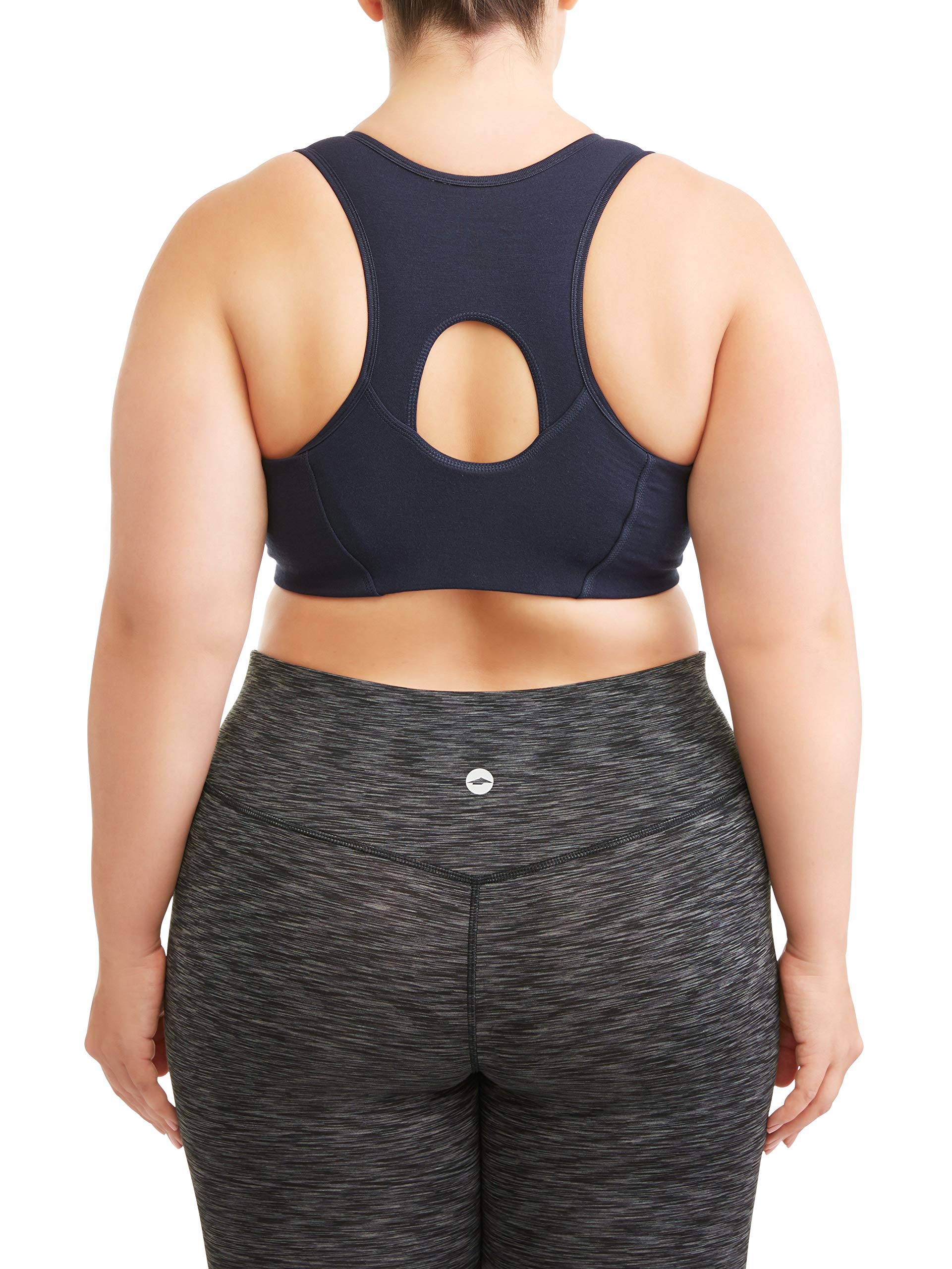 Athletic Works Women's Plus Size Zipper Front Sports Bra, Navy, 3X