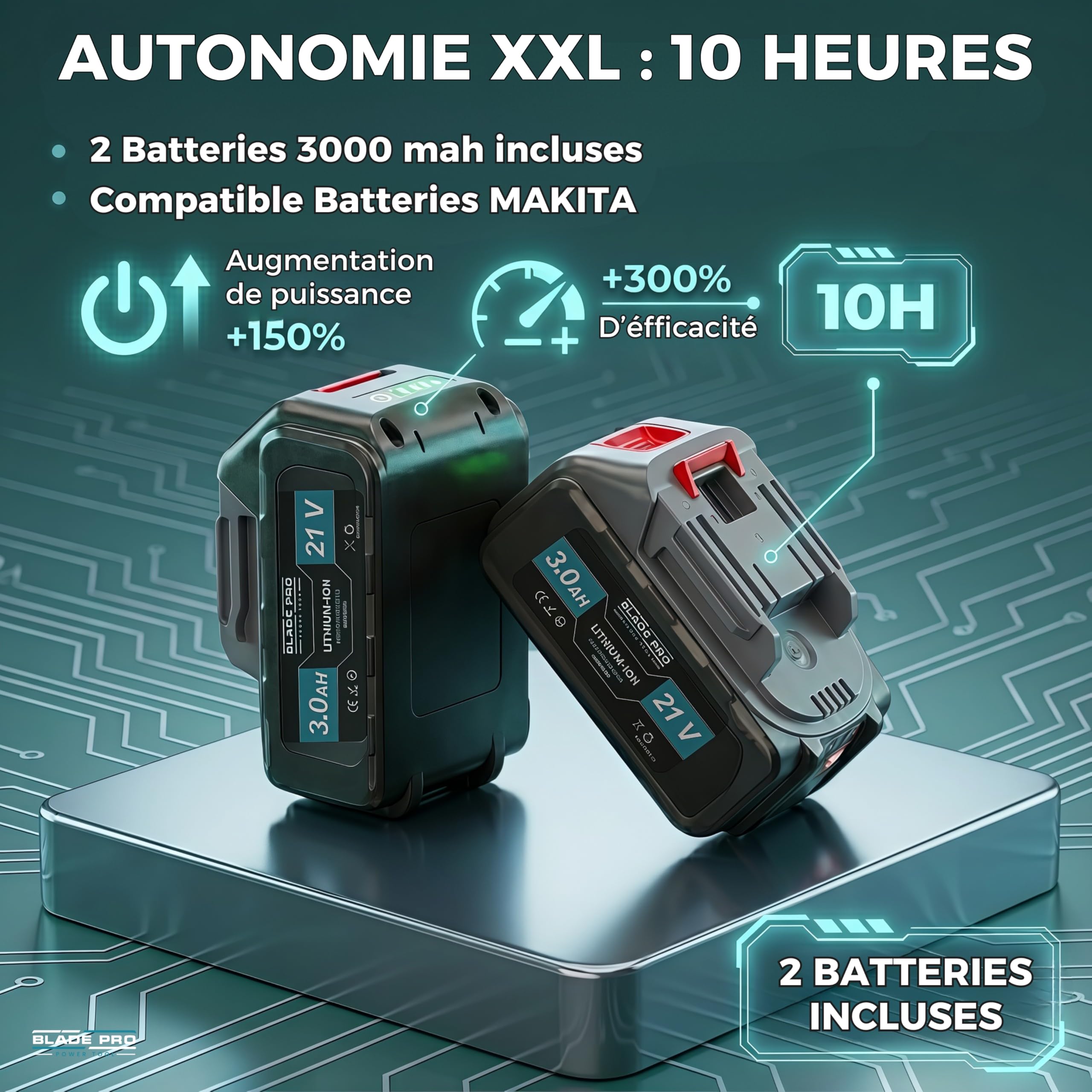 Sécateur Électrique Sans Fil 40mm - Sécateur à Batterie 6000mAh - 2 Batterie 21V - Brushless 800w - Coupe Branche Professionnel - Kit complet BLADEPRO