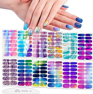 12 Sheets Blooming Gradient Nail Polish Strips For Women Nail Art Wraps For Nails, Colorful Graffiti Marble Nail Stickers Gel Nail Strips Press On Nail Polish Stickers For Women Girls